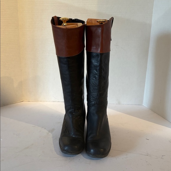 Two-Tone Leather Riding Boots - Picture 2 of 7